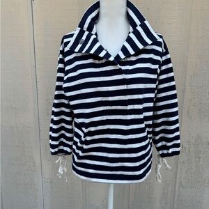 J. Crew Navy and White Striped Hooded Pullover